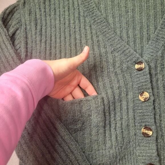 Lovers + Friends Green Cardigan Sweater Size M Wool - Picture 3 of 10